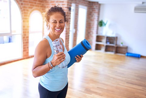 a woman about to do yoga